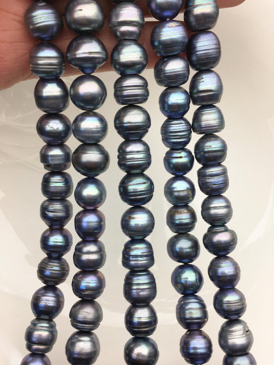 16.5'' AA 11.5-12.5mm blue black button freshwater pearls, Cultured pearl, diy pearl beads, gift for her, necklace, Christmas, SM12-T5