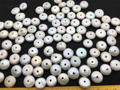 10pcs AA 14-15mm white coin freshwater pearls, 2.2mm large hole, Rondelle Pearl Beads, large coin pearls, diy bead, COIN14-2A-13