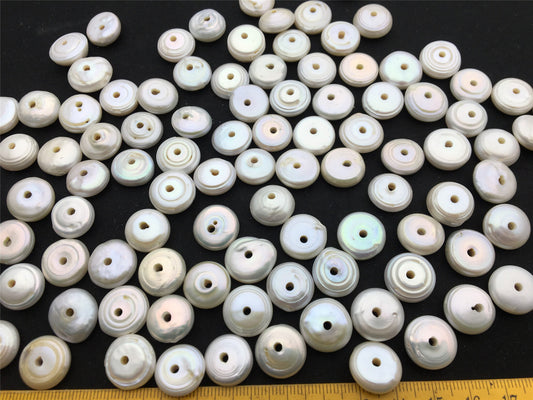 10pcs AA 14-15mm white coin freshwater pearls, 2.2mm large hole, Rondelle Pearl Beads, large coin pearls, diy bead, COIN14-2A-13
