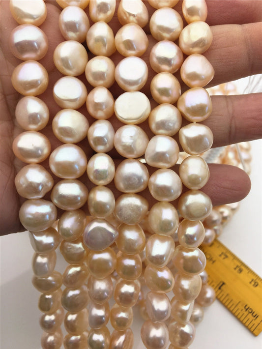 AAA 11-12mm pink nugget freshwater pearls, full strand, pink baroque pearl, irregular pearl, pearl wholesale supply China, LM11-3A-1-2