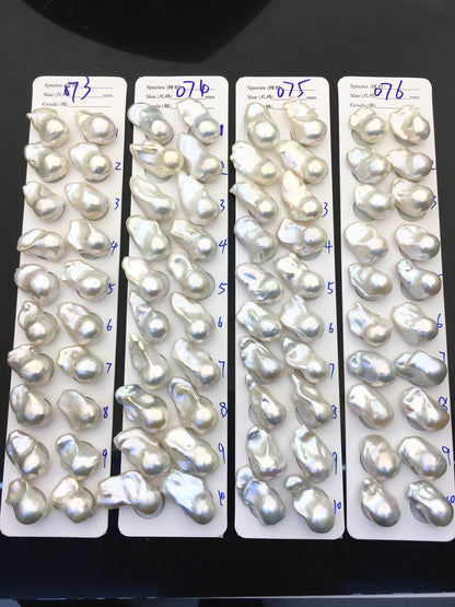 1 pair AAA 14-18x20-28mm White Flameball Pearl Pairs, Baroque Cultured Freshwater Pearl, 0.9mm top half hole, flameball pearls, FL15-3A-8-44