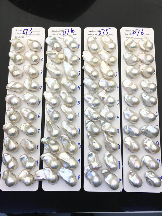 1 pair AAA 14-18x20-28mm White Flameball Pearl Pairs, Baroque Cultured Freshwater Pearl, 0.9mm top half hole, flameball pearls, FL15-3A-8-44