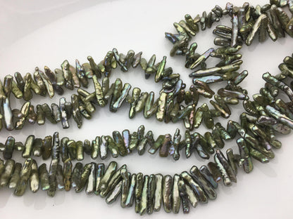 AA+ 4-5mm green Biwa Pearl Necklace,Genuine Fresh Water Pearl,Wedding Necklace,Mothers Day,ZS-80-10-37