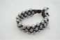 Three rows Gray pearl bracelet, Leather Pearls Bracelet, Handmade Cuff, Gray Pearls on Brown Leather, Black leather bracelet, Le7-100