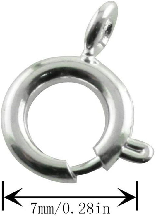 5pcs 7mmx11.5mm Sterling Silver Clasp Spring Ring clasp Closed Loop clasp,White yellow Rose Gold clasp,ASL-CL-001