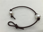 Leather Pearl bracelet, High Luster pearl, Pearl Leather bracelet, White Freshwater pearl, Black Leather Pearl bracelet, BROWN, Le7-053