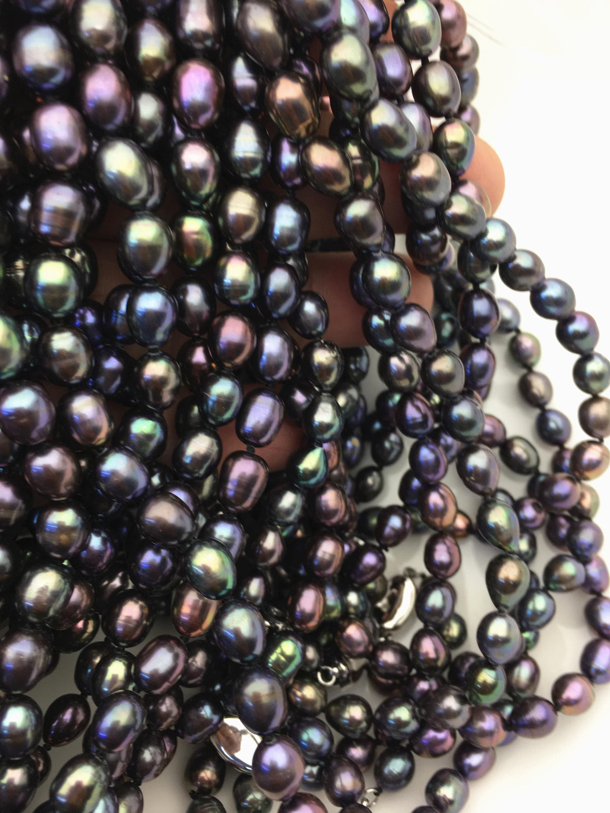 17.5'' AA+ 6-7mm green rice freshwater Pearl necklace,NPN1-T35