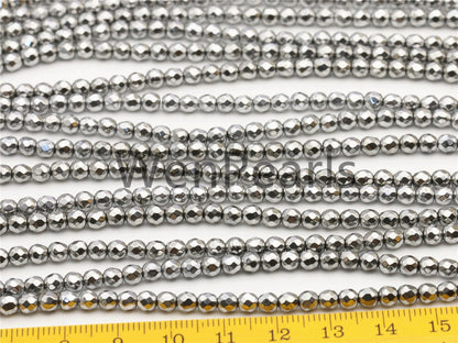 Hematite silver Gray,2mm Faceted Round,AAA,180 beads,15.5 inches,G50-R2-004