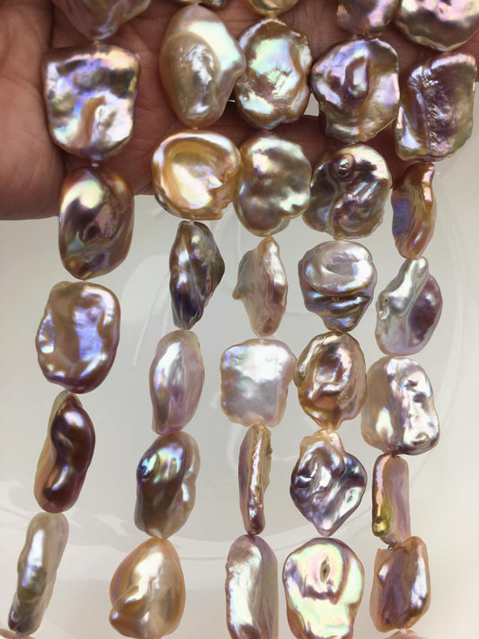 Purple Keshi Freshwater Pearl Strand — 16–19 mm