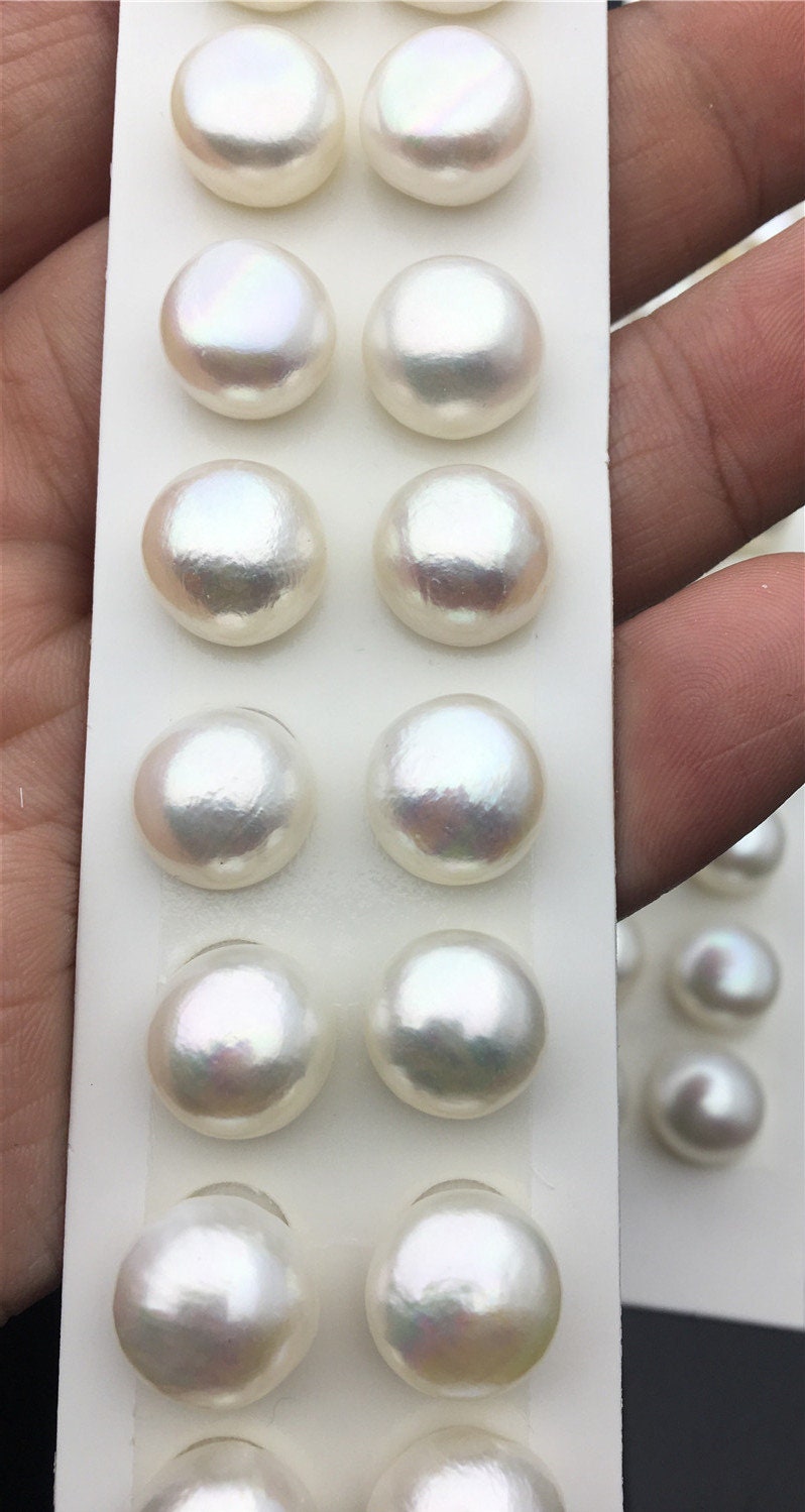 Rare!AAA 11-11.5mm Thick Skin Baroque button freshwater pearls, round button pearl pairs, pearl earring, pearl stud, BTN11-3A-12