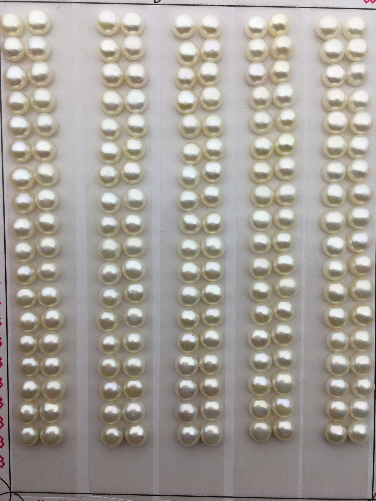 AAA 4.5-5mm Seed White button round pearls pairs, loose pearl beads, pearl earring, pearl stud, pearl earring stud supply, BTN4-4A-1-2