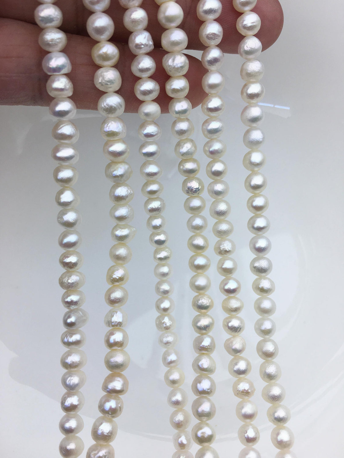 AA+ 5.5-6.5mm Thick Skin white button pearls,Rondelle pearl Beads,loose strands,SM6-T12
