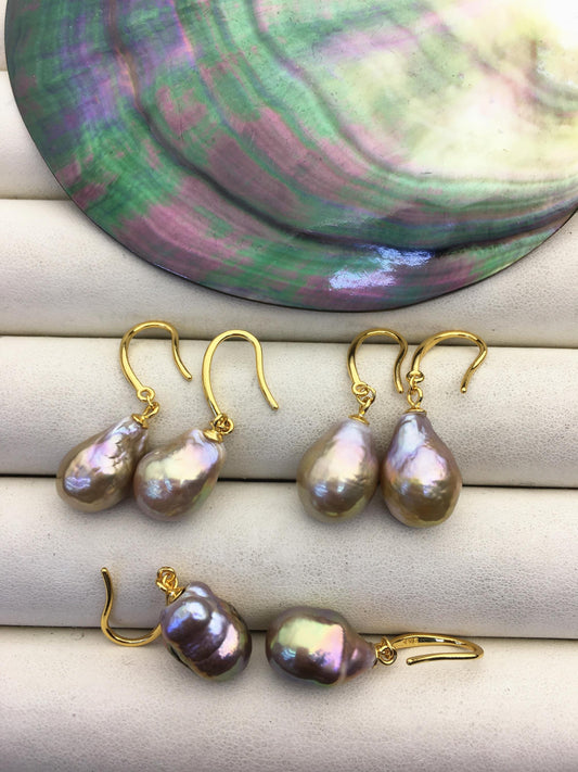 AAA 10-11mm natural color rianbow drop edison pearl dangle earrings, S925 Sterling Silver earrings, wedding pearl earrings, SE3-T9-43