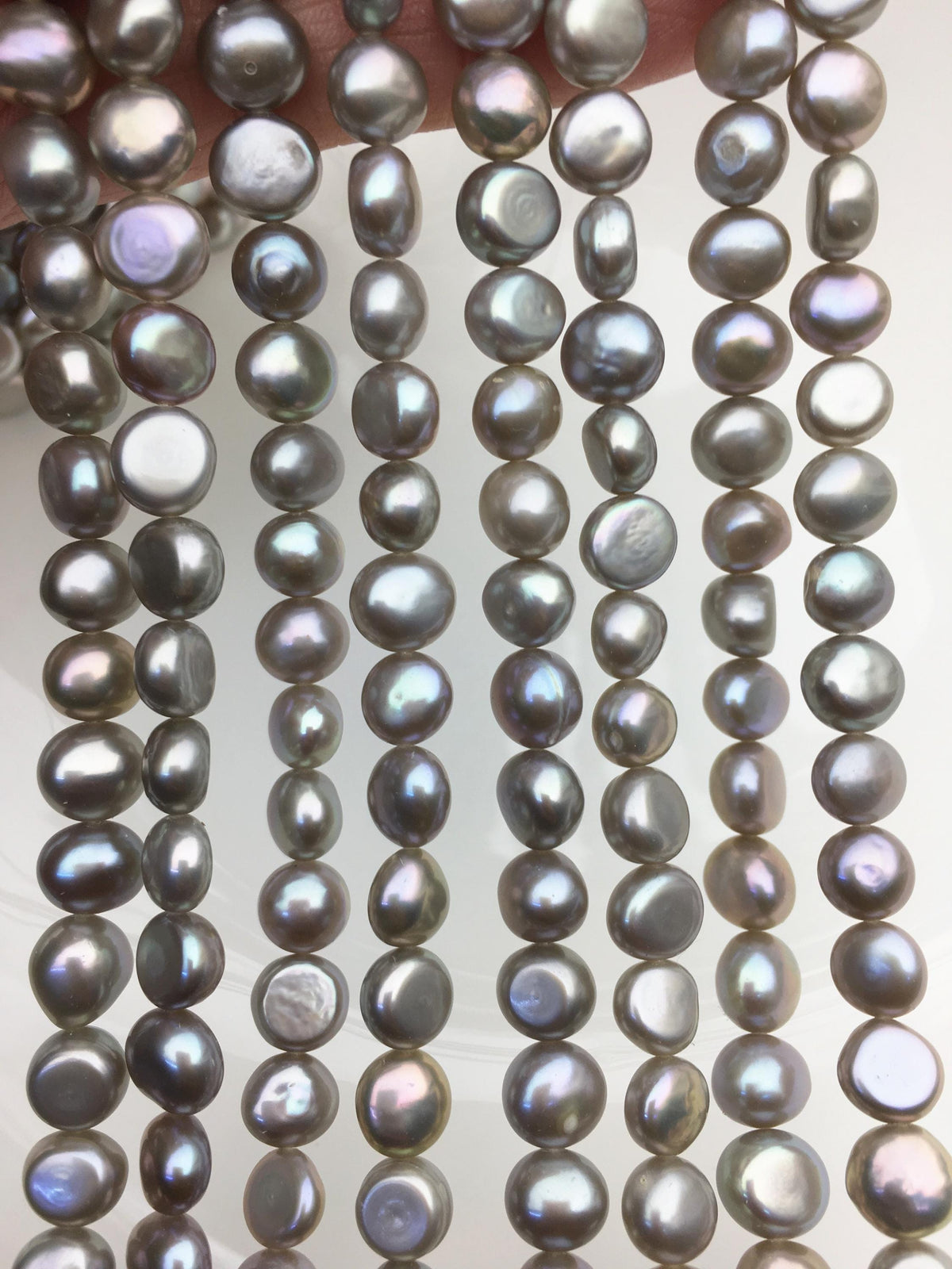 AAA 7-8mm gray nugget freshwater pearls,irregular nugget freshwater pearl strand,LM7-T8