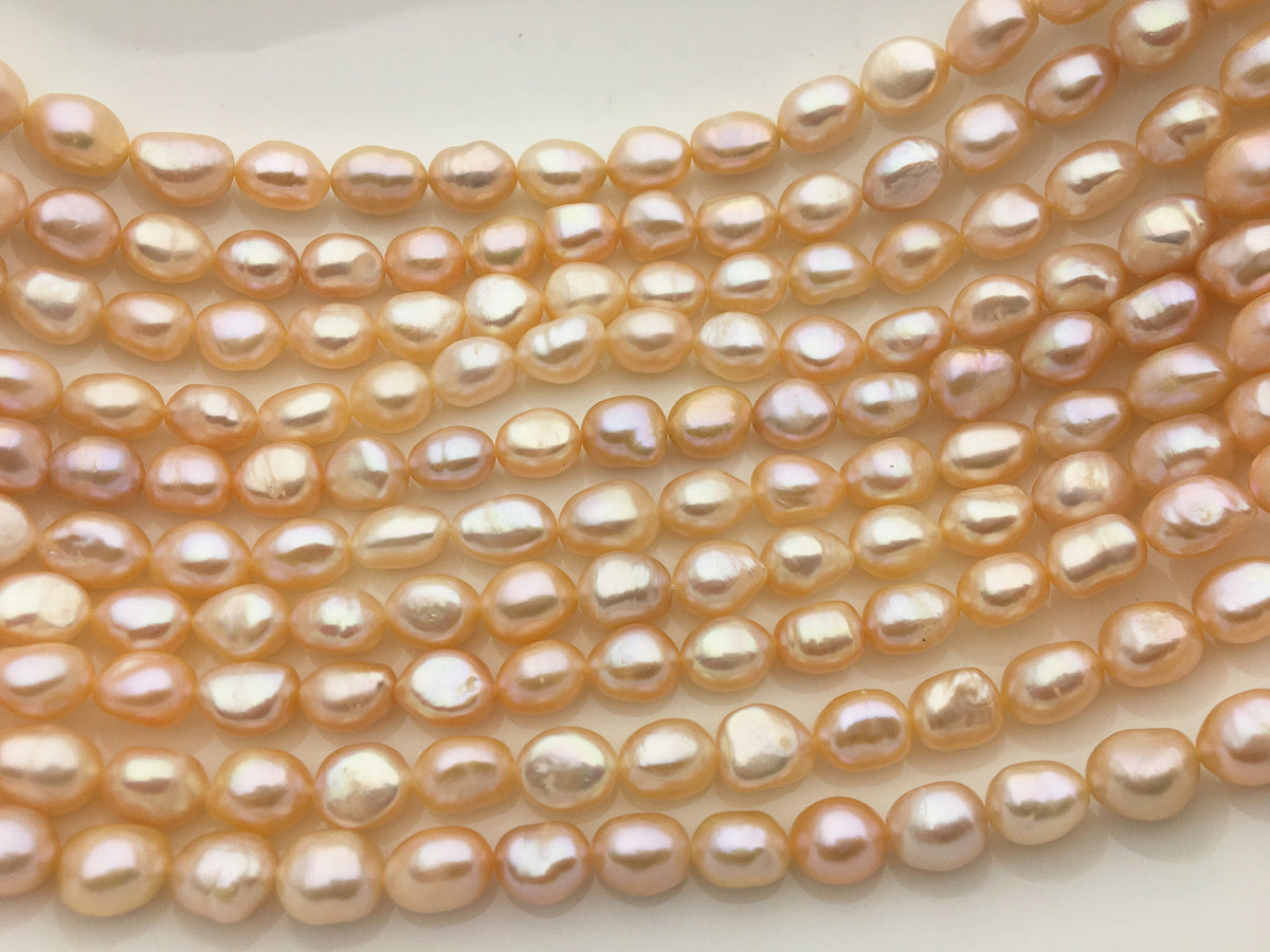 AAA 8.5-9.5x10-12mm pink nugget pearls,peach pearl necklace,LM9-3A-1-2