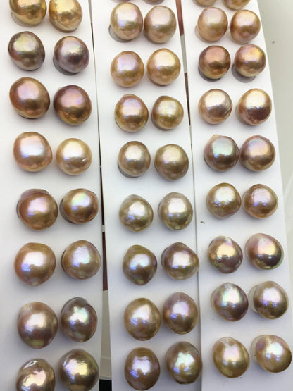 5pairs AAA 12-13mm Natural Rainbow baroque drop edison freshwater pearl Pair,no hole,ED11-3A-2-7