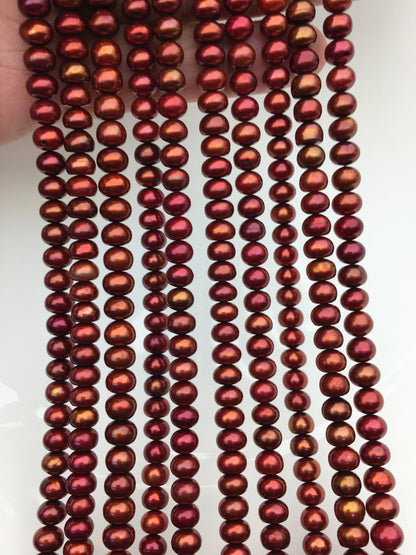 AAA 6-6.5mm brown button round freshwater pearls,full strand,loose button pearl,6mm Rondelle pearl Beads,SM6-T1