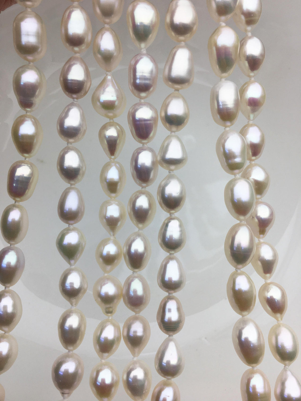 32 inches AA+ 8.3-10mm white rice pearl Necklace,NPN1-T12