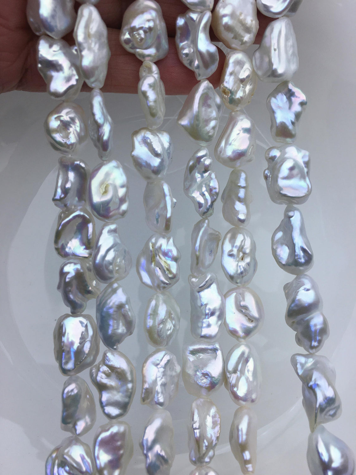 AA+ 11-13mm White long keshi Freshwater Pearl,ZS-200-92