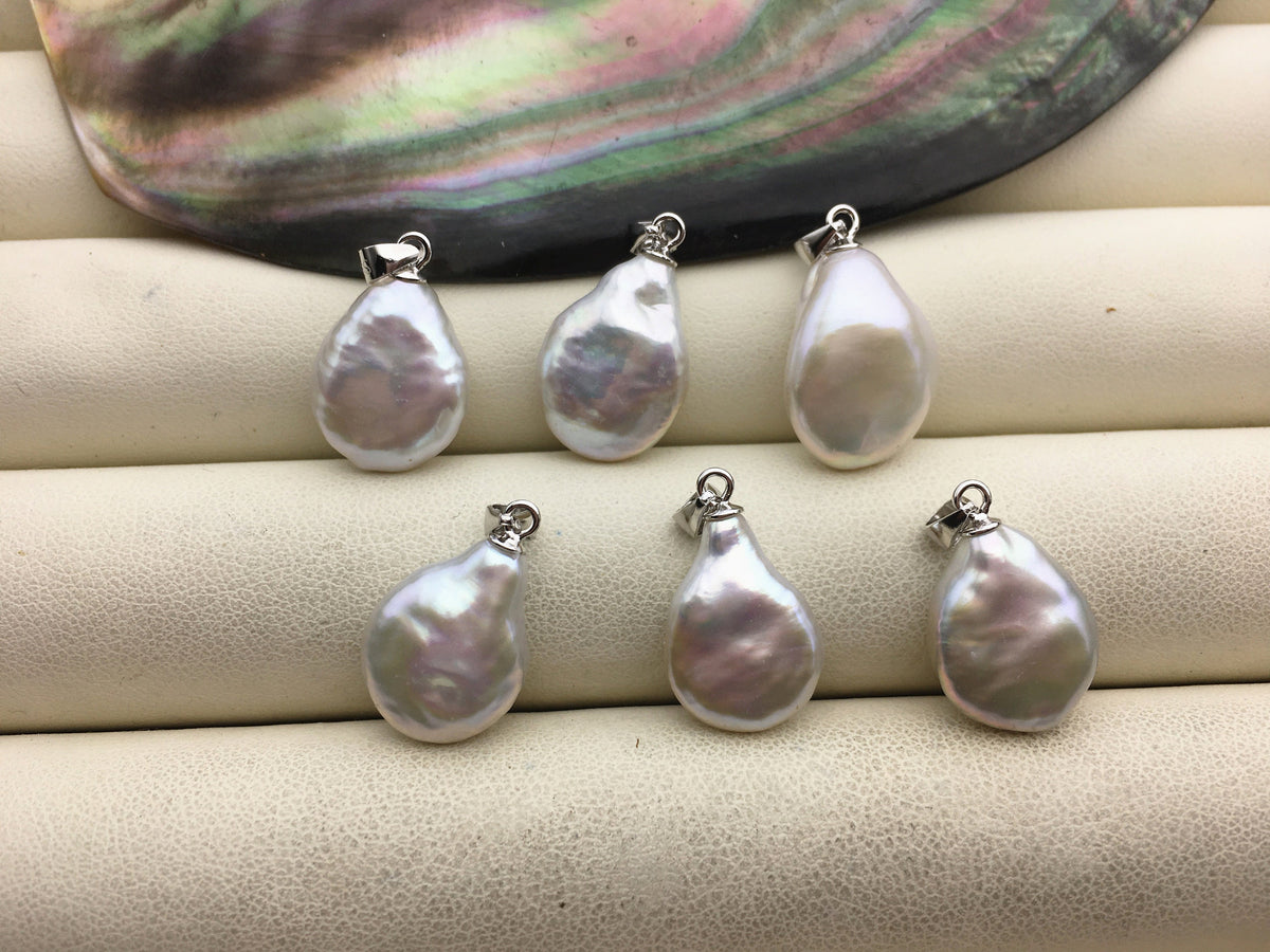 2pcs AAA 11-13mm White Drop Coin pearl pendant,NC1-T43