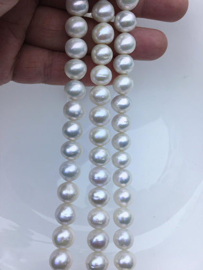 AA+ 9-11mm white button freshwater pearls,full strand,Rondelle pearl Beads,loose freshwater pearl,SM10-T1