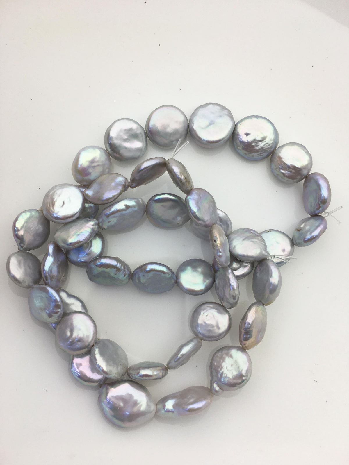 1pc 7 inchs AA+ 10-12mm Gray Coin Freshwater pearl Elastic string Bracelet,B8-010