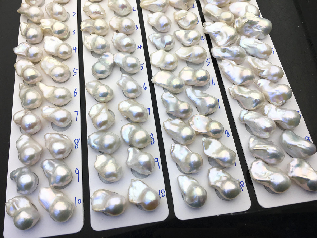 1 pair AAA 14-18x20-28mm White Flame ball Pearl Pairs-0.9mm top half hole-large Baroque freshwater pearl pairs, Fire Ball Pearl, FL15-3A-8-43