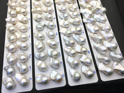 1 pair AAA 14-18x20-28mm White Flame ball Pearl Pairs-0.9mm top half hole-large Baroque freshwater pearl pairs, Fire Ball Pearl, FL15-3A-8-43