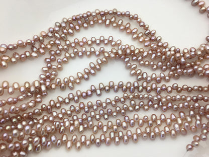 AAA 4-4.5mm purple rice freshwater pearls, Cultured white rice freshwater pearls beads strand, LR4-3A-46