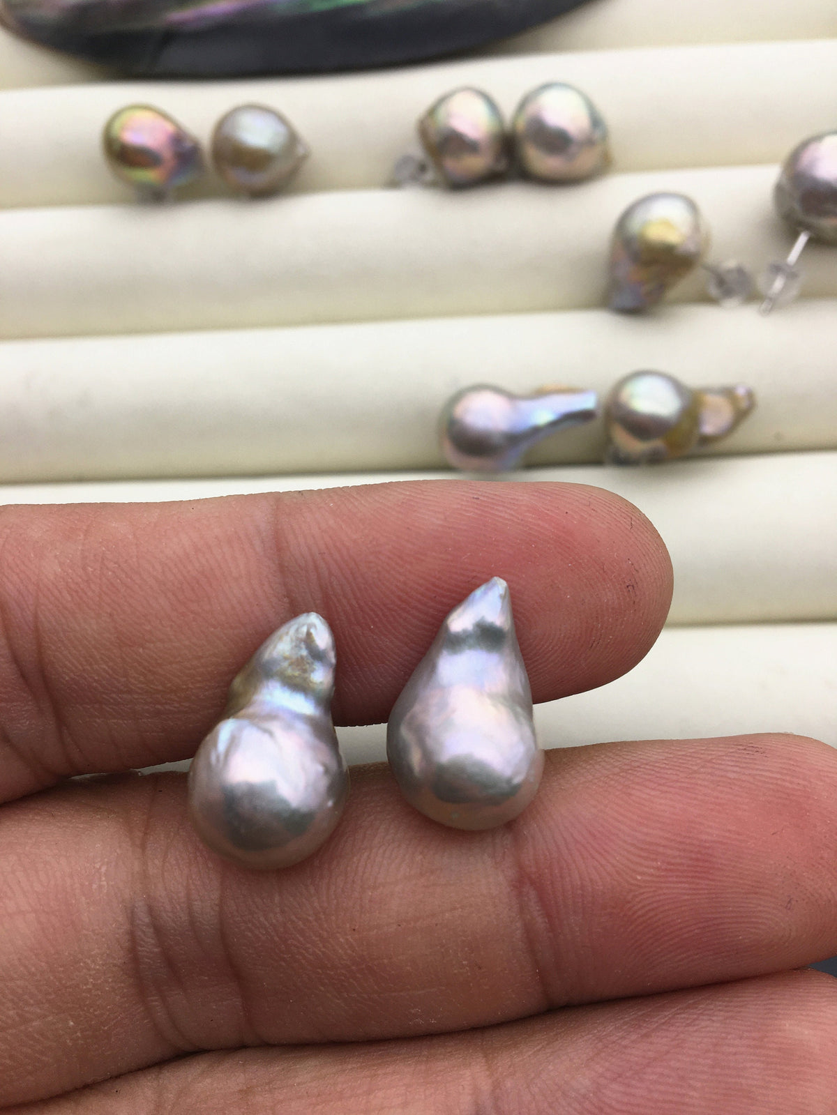 50% OFF, AA+ 11-13mm Gray Bronze flameball freshwater pearl stud earrings, sterling silver, earring with white baroque Natural Pearl, SE3-089