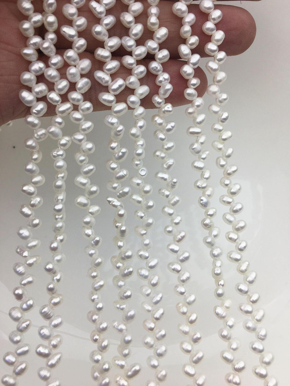 AA+ 3.5-4mm white rice pearls, full strand, oval loose pearl beads, diy pearl, genuine pearl, Cultured pearl, diy pearl beads, LR3-T2