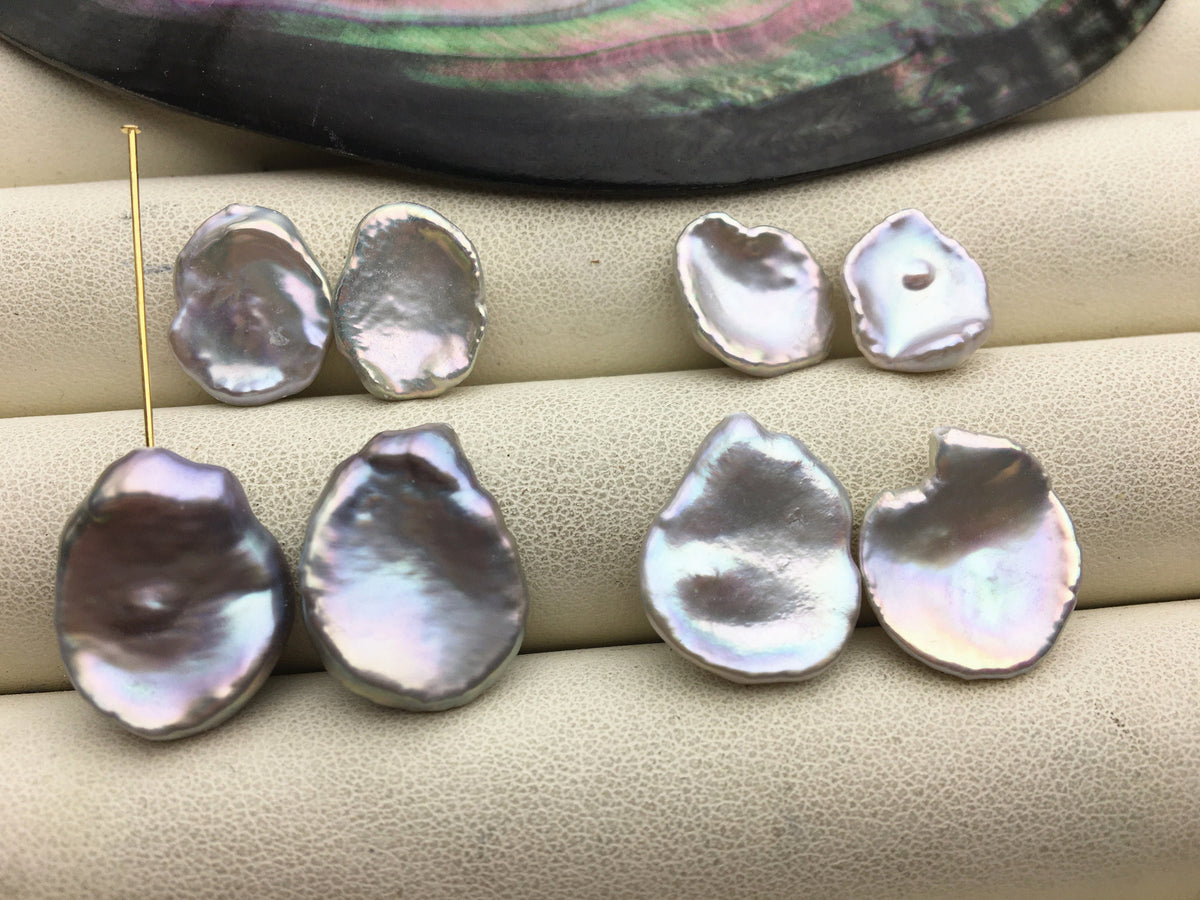 1 pair AAA 11-18mm gray long keshi pearls Pair, for make dangle earrings, baroque pearl, loose pearl beads, very high luster, ZS-127-62-13