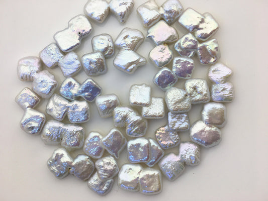 10pcs AA+ 11-12mm white twins block Pearls,no hole,ZS-102-7