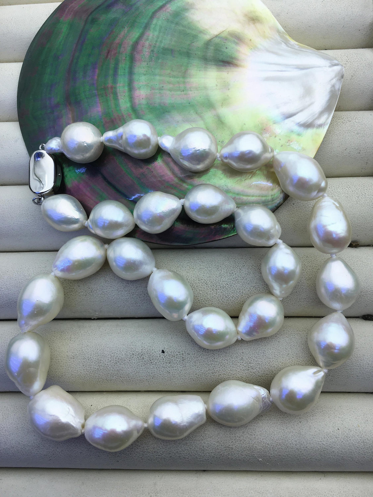 17.5'' AA+ 11-13mm white big baroque drop edison freshwater pearl necklace,NPN1-T30-8
