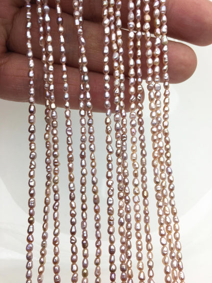 AA+ 2.3-2.5mm purple rice pearls, full strand, oval loose pearl beads, diy pearl, genuine pearl, Cultured pearl, diy pearl beads, LR2-T3