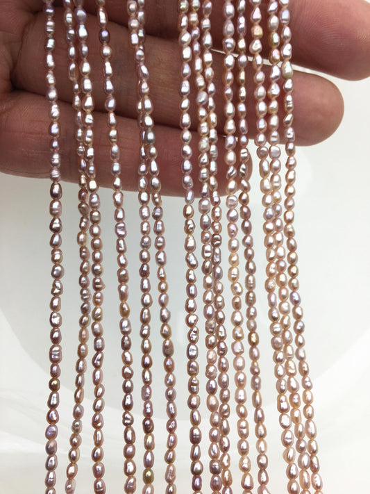 AA+ 2.3-2.5mm purple rice pearls, full strand, oval loose pearl beads, diy pearl, genuine pearl, Cultured pearl, diy pearl beads, LR2-T3