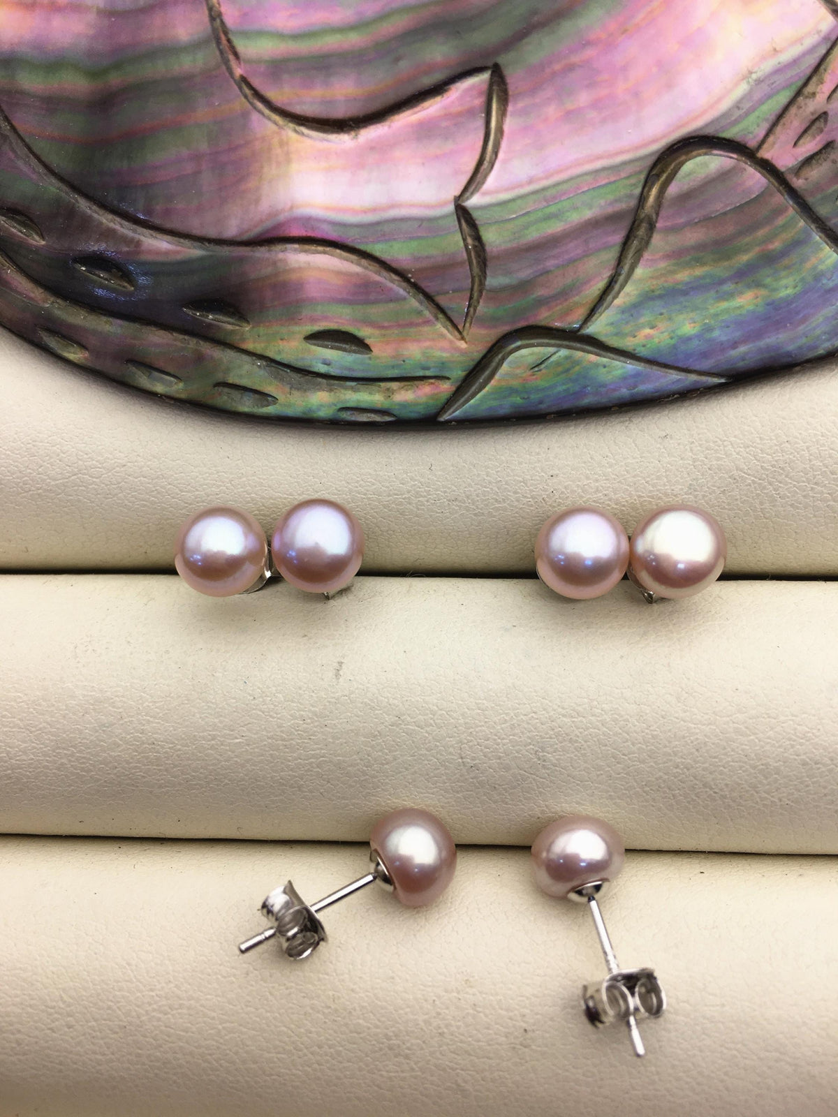 1 pair AAA 6-7mm purple Pearl Stud Earrings, pearl earrings,S925 Sterling Silver,Wedding,classic pearl studs,SE1-001