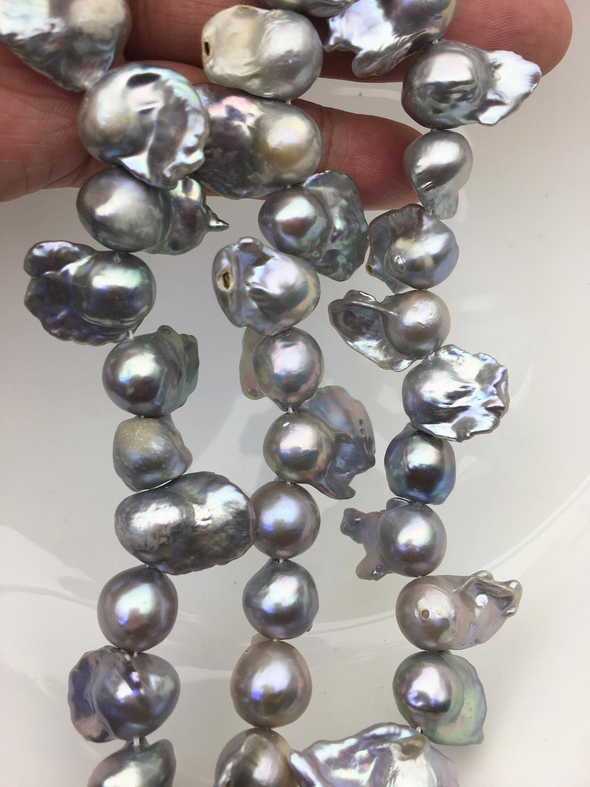 15.5'' A 12-15mm gray flame ball pearl,FL15-2A-5-57