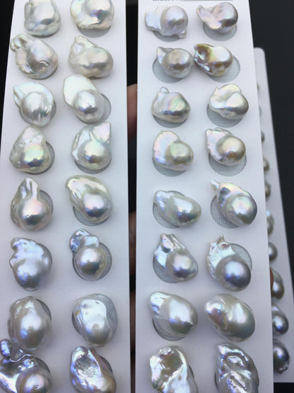 10 pairs AA+ 12-15mm White Flame ball Pearl Pairs-no hole-large Baroque freshwater pearl pairs,FL15-3A-8-3