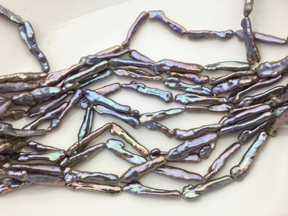 15.5'' AAA 5-8mm gray rainbow Toothpick pearls,ZS-80-16
