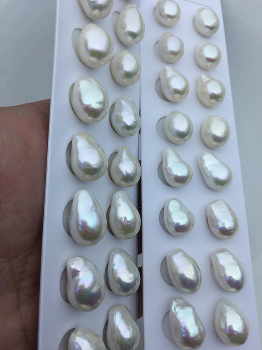 2 pairs AAA 12-13mm BIG white teardrop freshwater pearls pairs,top half hole,LR12-3A-2