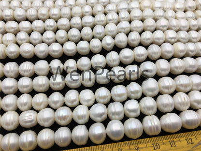 AA 11.2-12.2mm white button freshwater pearls, 2mm, 3mm large hole, Cultured pearl, diy pearl beads, gift for her, necklace, Christmas, SM12-2A-6