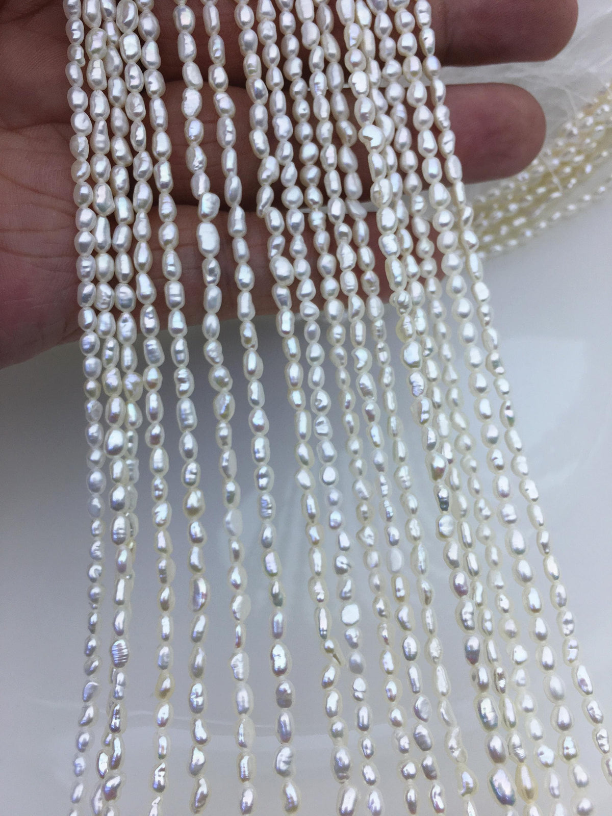 AAA 3-3.3mm Tiny white nugget freshwater pearls,irregular nugget freshwater pearl strand,LM3-3A-5