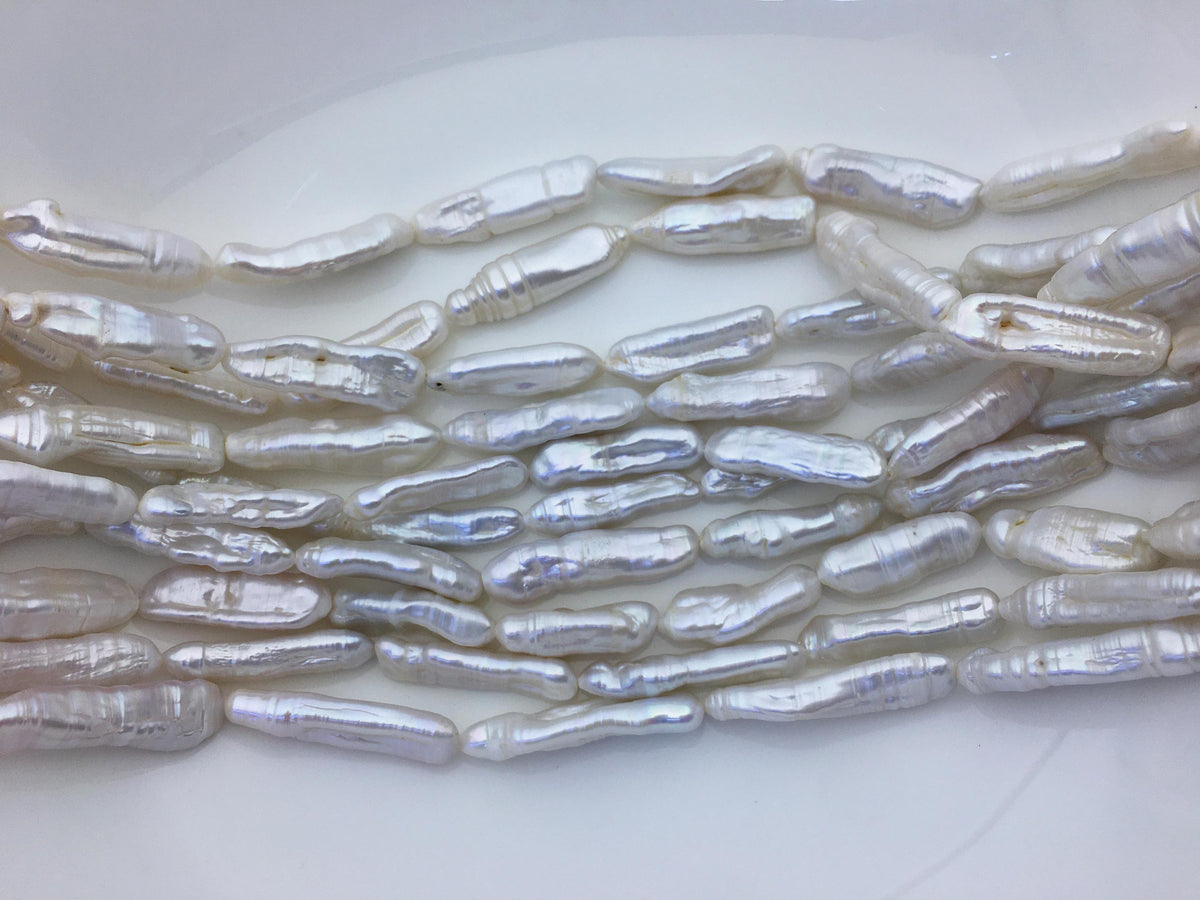AA 7-10mm white Thick Keshi Biwa Pearl Necklace,ZS-200-120-1
