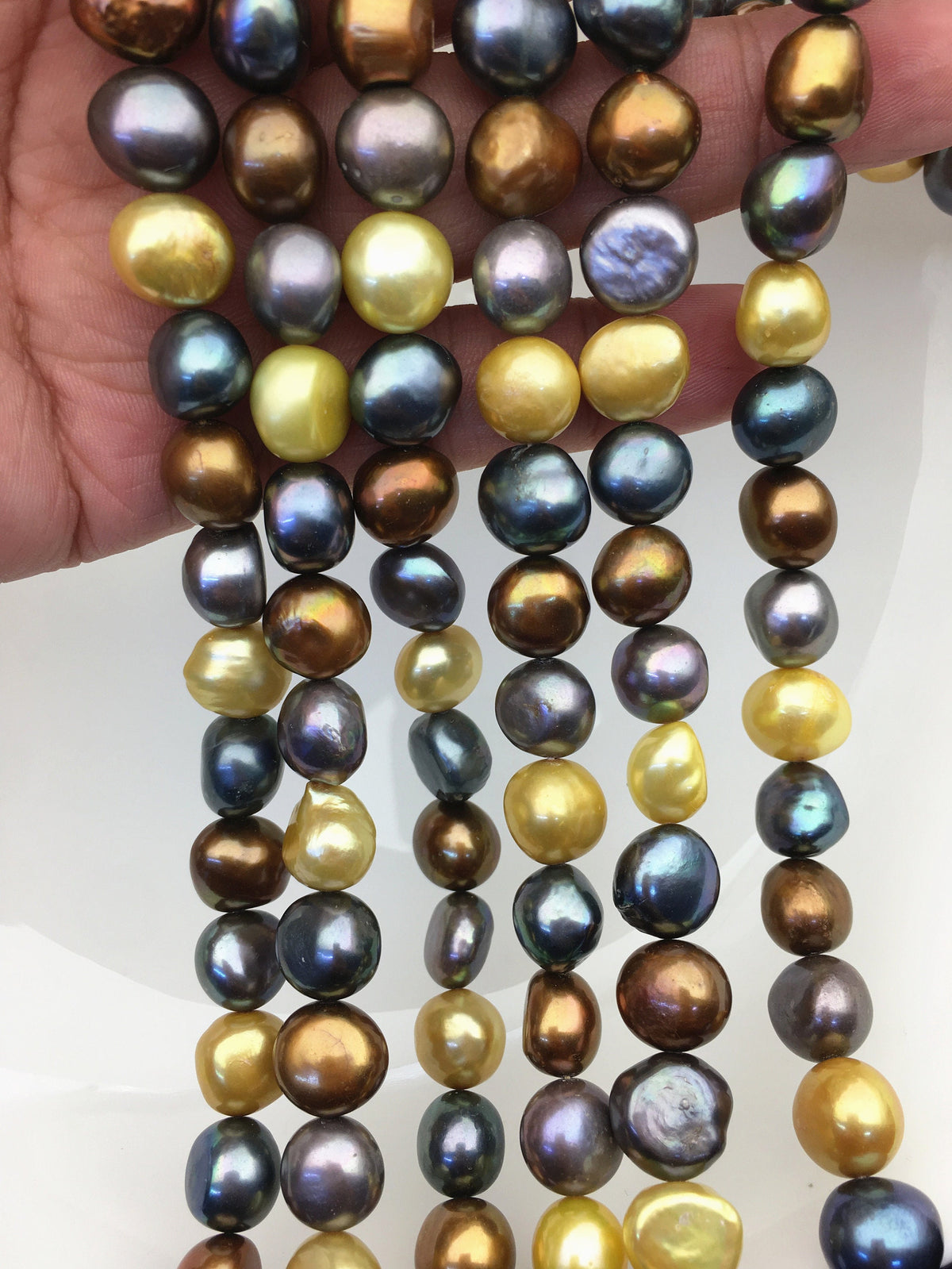AA+ 11-12mm Misc Color Nugget pearls, full strand, gray pearl, yellow pearl, black pearl, loose pearl beads, high luster, LM11-T3