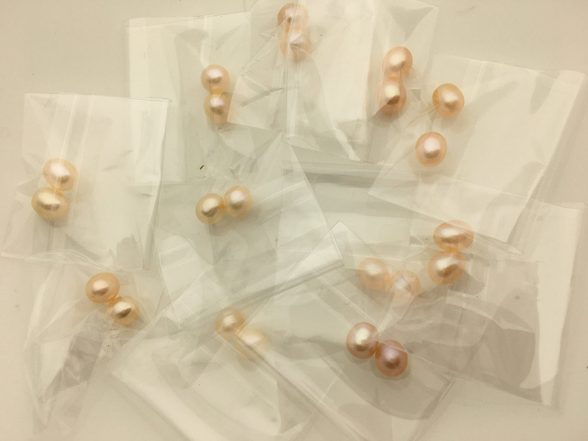 2 pairs AAA 6.3-7mm white/pink/purple rice freshwater pearl pairs, tear drop pearl earrings, dangle pearl earrings, LR6-3A-8