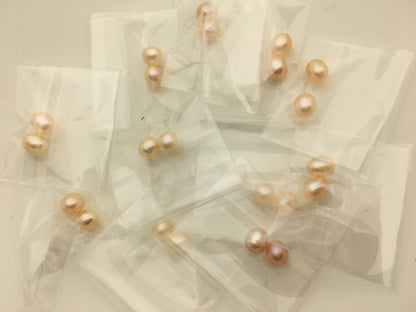 2 pairs AAA 6.3-7mm white/pink/purple rice freshwater pearl pairs, tear drop pearl earrings, dangle pearl earrings, LR6-3A-8