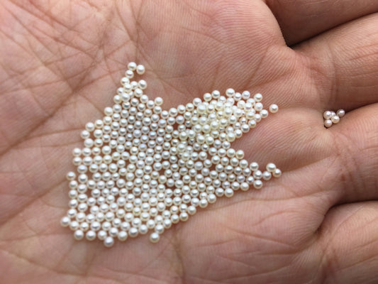 5pcs AAAA 1.5-1.7mm white round freshwater seed pearls, no hole, Cultured pearl, diy pearl beads, RP1-4A-3