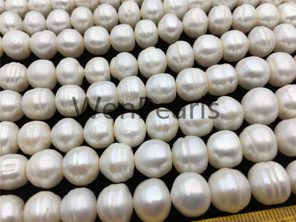 AA 11.2-12.2mm white button freshwater pearls, 2mm, 3mm large hole, Cultured pearl, diy pearl beads, gift for her, necklace, Christmas, SM12-2A-6