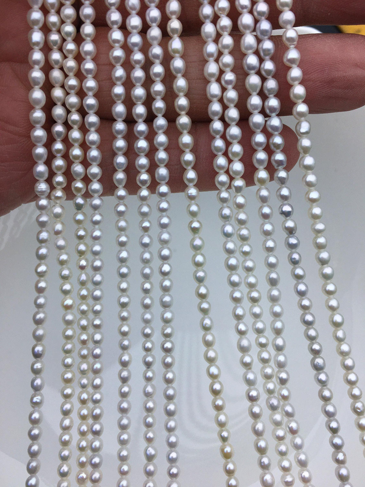 AAA 3-3.5x3.5-4mm white oval pearls, full strand, oval loose pearl beads, diy pearl, genuine pearl, Cultured pearl, diy pearl beads, LR3-3A-31